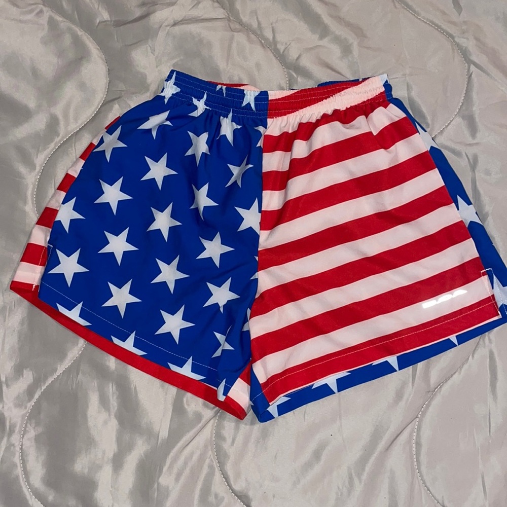 Boa 3in running shorts. American flag